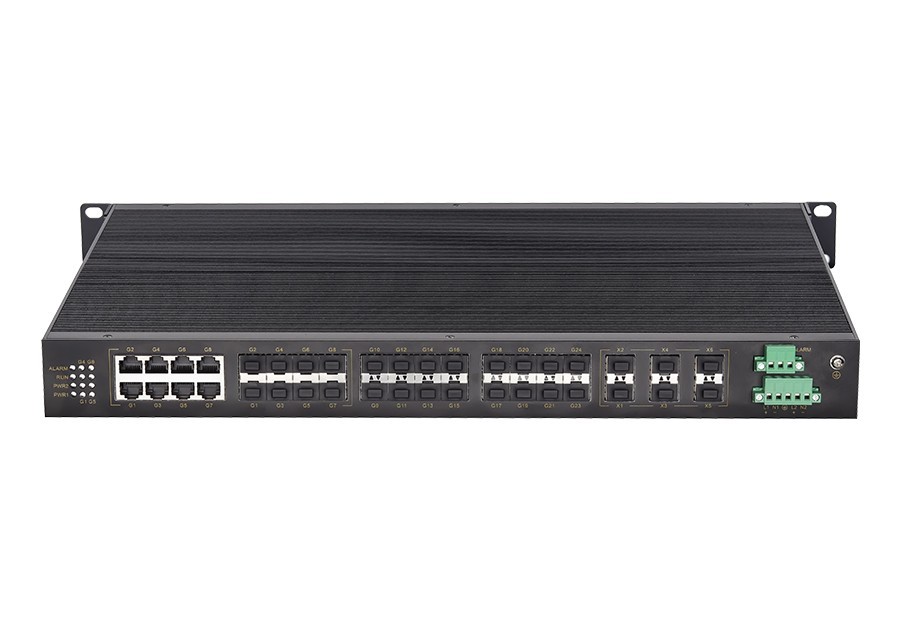 CISCOM8030GX-6XGF-16GF-8GC – Switch Ethernet industrial gerenciável Layer 3 30 portas com 6 SFP+ 10G, 16 SFP Gigabit e 8 portas combo