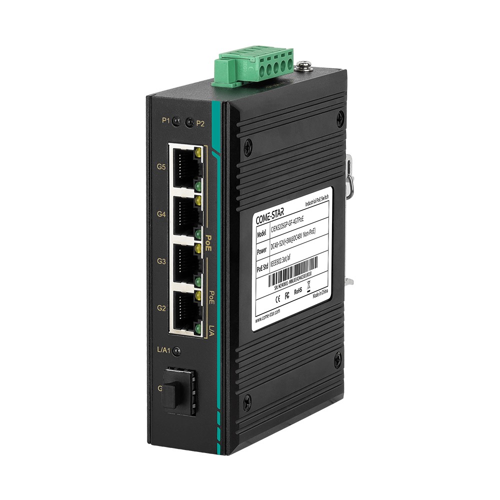 CIEN3205GP-GF-4GTPoE – Switch Ethernet industrial PoE Gigabit com 5 portas, sendo 1 SFP e 4 RJ45 PoE