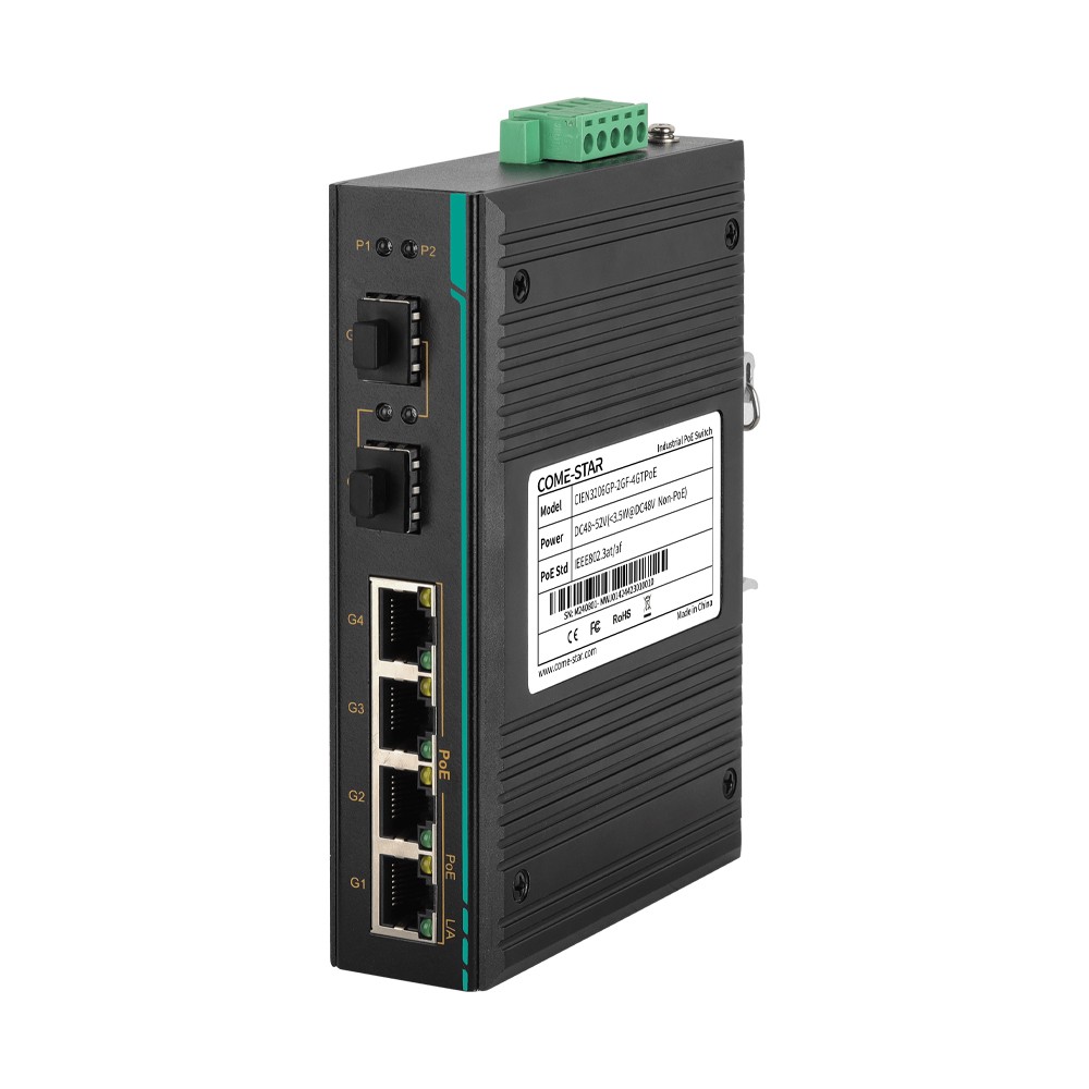 CIEN3206GP-2GF-4GTPoE – Switch Ethernet industrial PoE Gigabit com 6 portas, sendo 2 SFP e 4 RJ45 PoE
